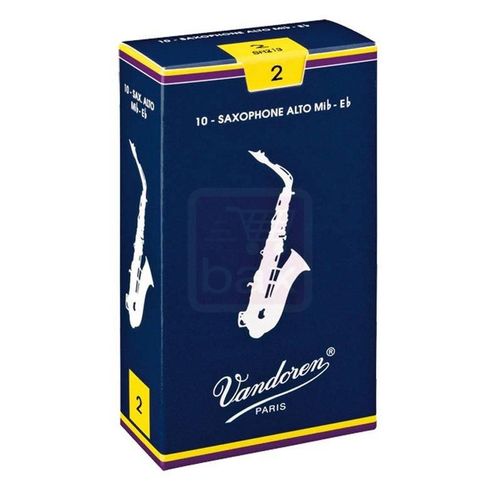 Vandoren Traditional Boîte De 10 Anches Pour Saxophone Alto, Force 2