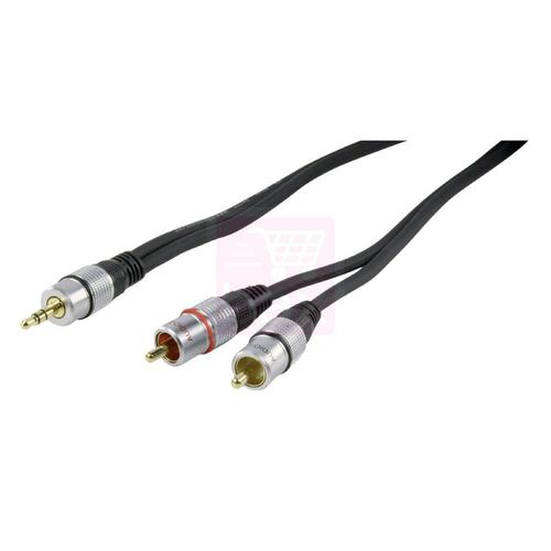 HQ - Câble audio - RCA x 2 (M) pour mini jack stéréo (M) - 1.5 m - double blindage - noir