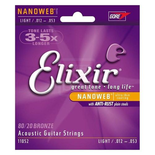 Elixir 11052 Nanoweb Jeu De Cordes Pour Guitare Folk Light