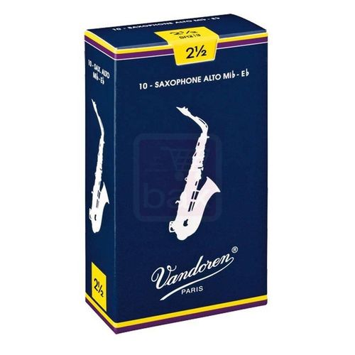 Vandoren Traditional Boîte De 10 Anches Pour Saxophone Alto, Force 2,5