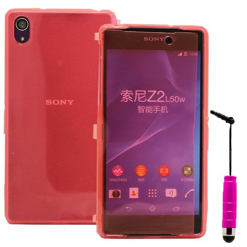 Sony Xperia Z2 D6502 D6503 D6543: Coque Etui Housse Pochette Silicone Gel Portefeuille Livre Rabat + Stylet - Rose