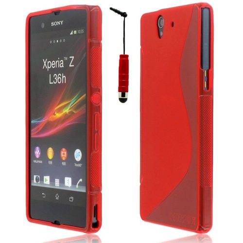 Sony Xperia Z Lte L36h C6602 C6603: Housse Etui Pochette Coque S-Line Silicone Gel + Stylet - Rouge