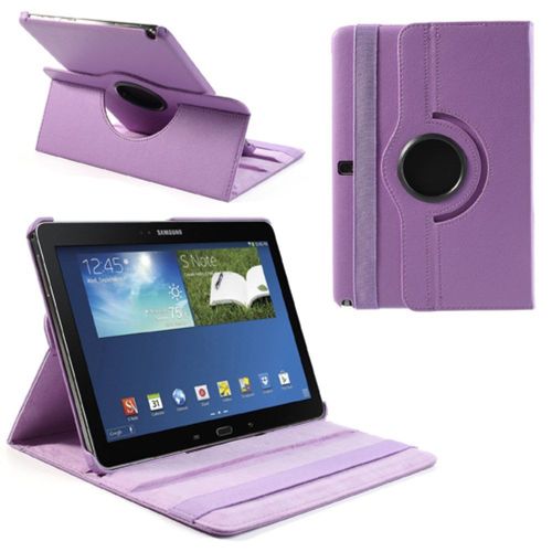 Etui Aspect Cuir Violet Support Rotatif Pour Samsung Galaxy Note 10-1 2014