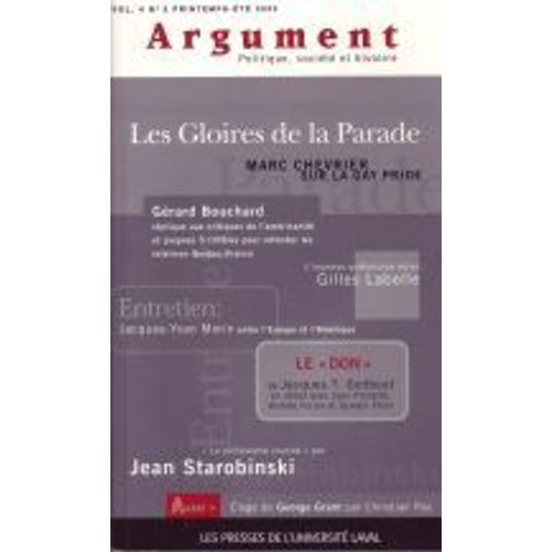 Les Gloires De La Parade - Revue Argument Politique, Société Et Histoire Vol 4 N°2 