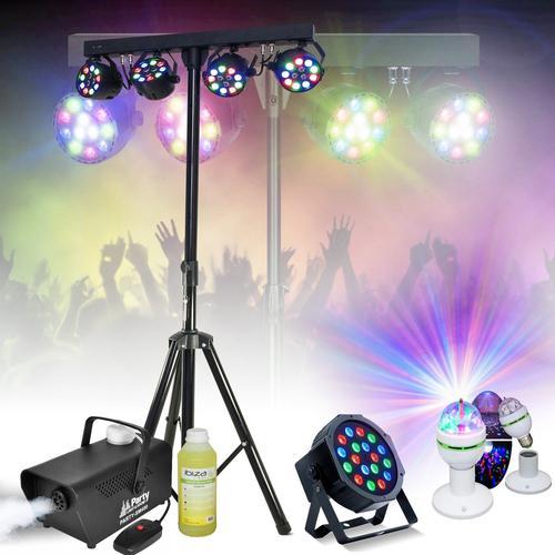 Pack Pied Lumière Portique DJ BOOST-LIGHT70 4 Projecteurs - Machine Fumée PARTY-SM400 - Projecteur PARTY-PAR181 - Jeu Astro RGB