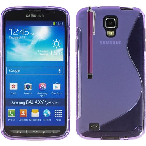 Samsung Galaxy S4 Active I9295/ I537 Lte: Housse Etui Pochette Coque S-Line Silicone Gel + Stylet - Violet