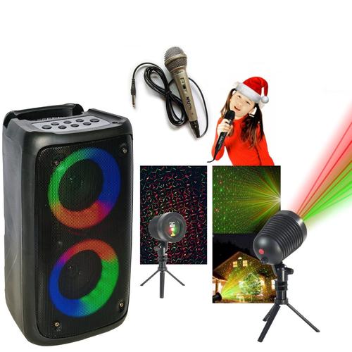 Enceinte portable Enfant USB Bluetooth sur Batterie - PARTY LEO-250 - Micro - Jeu de Lumière Extérieur - Fête Noël Soirée Cadeau