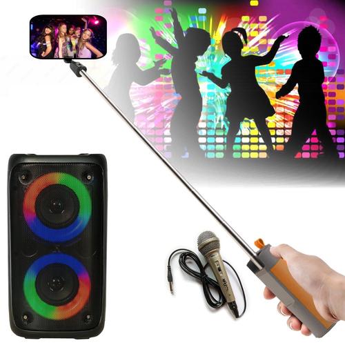 Enceinte Mobile Enfant Karaoke Usb Bluetooth Sur Batterie Party Leo-250 - Micro - Enceinte Perche Selfie - Soirée Boum