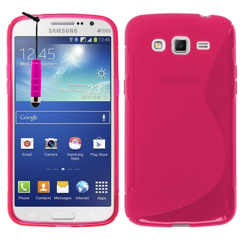 Samsung Galaxy Grand 2 Sm-G7100 Sm-G7102 Sm-G7105 Sm-G7106: Housse Etui Pochette Coque S-Line Silicone Gel + Stylet - Rose