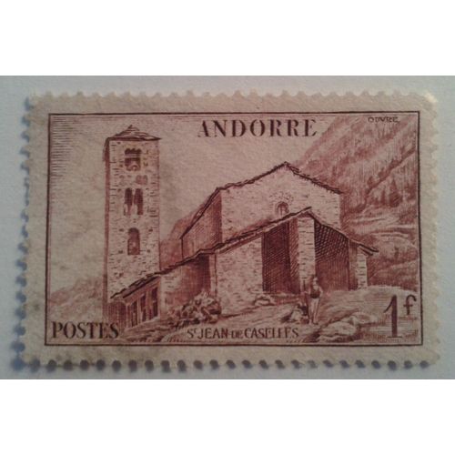 Timbre Andorre 1 Franc 1944 St Jean De Caselles