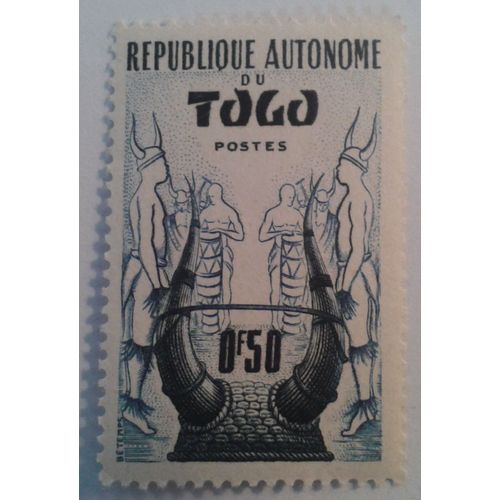 Timbre République Autonome Du Togo 0,50 Francs 1957 N° Yvert Et Tellier 264 Série « Casque Konkomba » Neuf Gomme Intacte