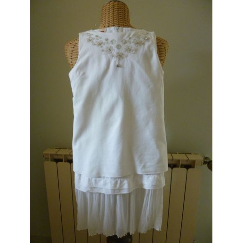 Superbe Robe 3 Pommes Coton 8 Ans Blanc