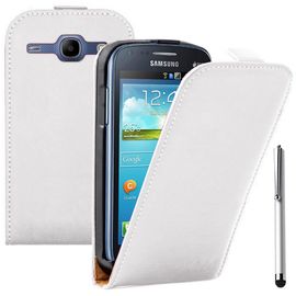 Samsung Galaxy Core Lte 4g Sm-G386f: Housse Coque Etui Cuir Fine Slim + Stylet - Blanc