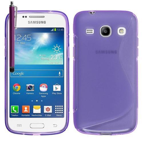 Samsung Galaxy Core Plus G3500/ Trend 3 G3502: Housse Etui Pochette Coque S-Line Silicone Gel + Stylet - Violet