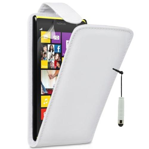 Nokia Lumia 1520/ Rm-937/ Rm-938/ Rm-939/ Rm-940: Etui Housse Coque Pochette Simili Cuir + Stylet - Blanc