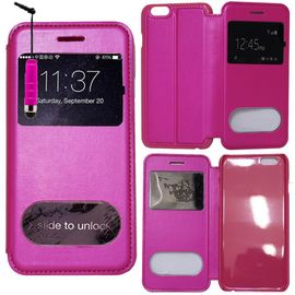 Apple Iphone 6 Plus/ 6s Plus: Coque Etui Housse Pochette Plastique View Case + Stylet - Rose