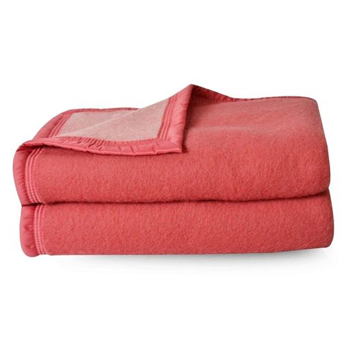 Couverture Pure Laine Vierge Woolmark 500g/M² Volta 220x240 Cm Rouge Bois De Rose