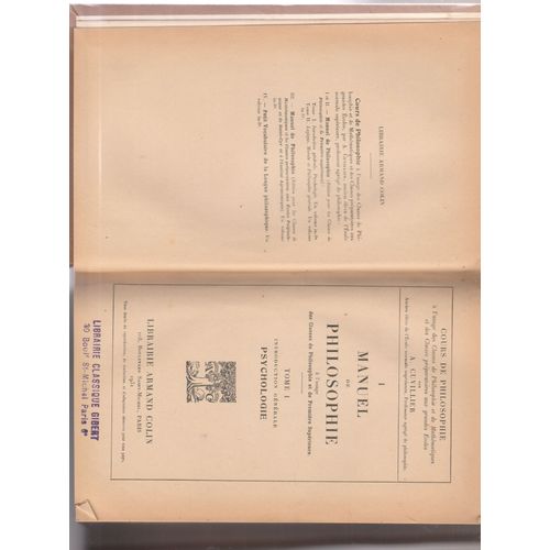 Manuel De Philosophie.  Tome 1