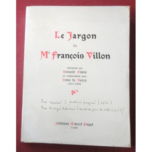 Le Jargon De Me Francois Villon