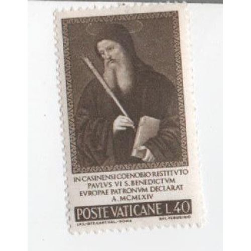 Timbre Poste Vaticane Vatican Bénédictin 