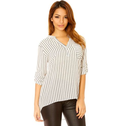 Miss Wear Line - Blouse À Rayures Fluide Blanche Et Noire