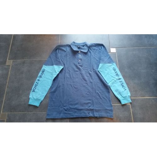 Polo Manches Longues Coton M Bleu "Voyez Plus Grand