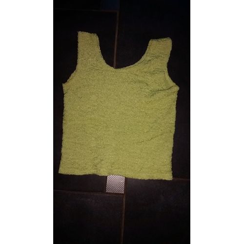Top Débardeur Court Polyester 34 Vert Fluo