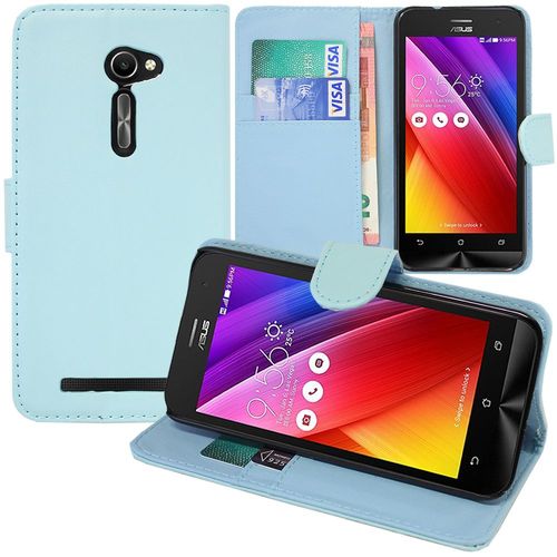 Asus Zenfone 2 Ze500cl/ Zenfone 2e: Etui Portefeuille Livre Housse Coque Pochette Support Vidéo Cuir Pu - Bleu