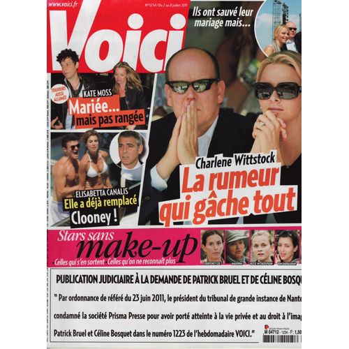 Voici / 02-07-2011 N°1234 : Kate Moss (1p) - Madonna / Brahim Zaibat (3/4p) - Vincent Elbaz (1p)