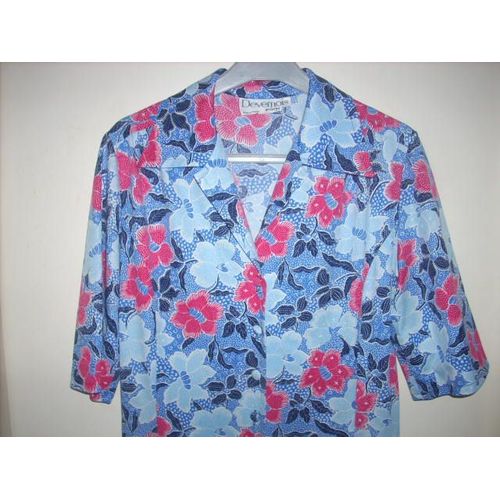 Robe Été Droite Fleurie Manches Courtes Devernois T 42