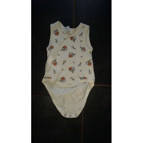 Body C&a Coton 3 Mois Blanc Motif Lapin Sans Manche