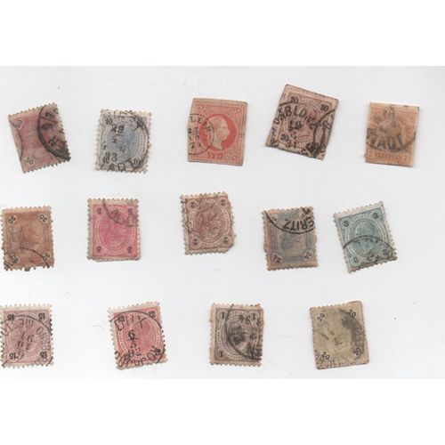 Timbre Autriche Lot De 14 Empereur Franz Joseph 1890 Environ Oblitéré Usés