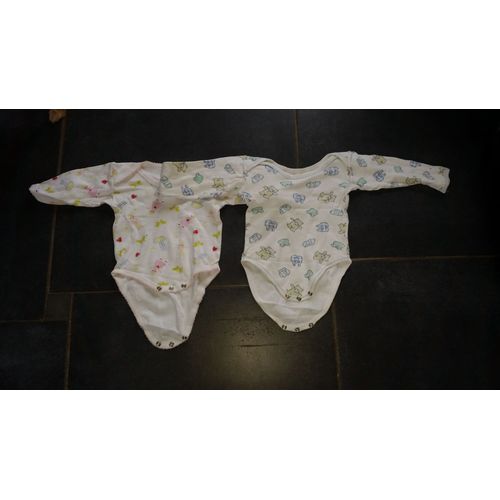 2 Bodys Coton 6 Mois Blanc Motif Manches Longues
