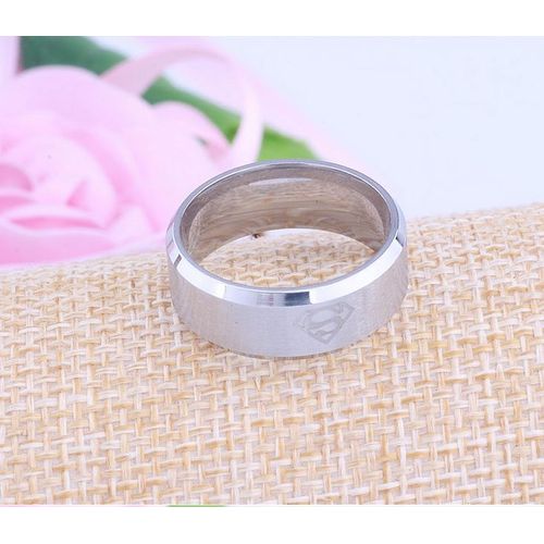 Bague Homme Titane Argenté Motif Superman