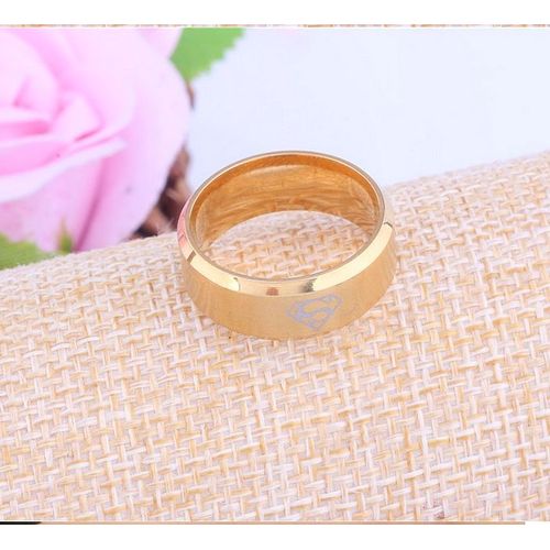 Bague Homme Titane Doré Motif Superman