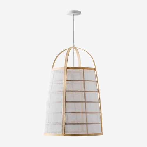 Plafonnier En Bambou Et Coton (Ø40 Cm) Mikayla Blanc