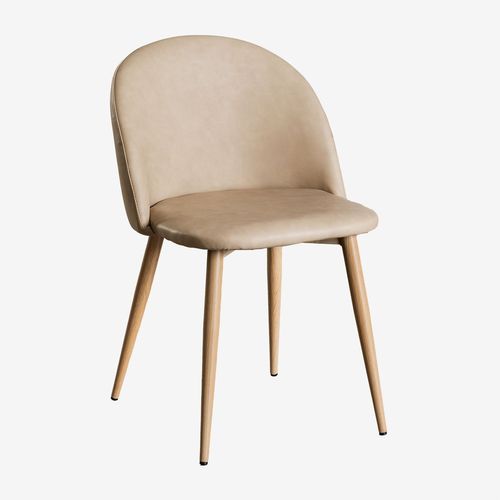 Pack De 2 Chaises De Salle À Manger Recouvertes De Similicuir Kana Bois Naturel Brun Blé