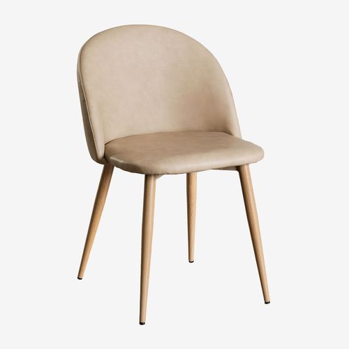 Pack De 4 Chaises De Salle À Manger Recouvertes De Similicuir Kana Bois Naturel Brun Blé