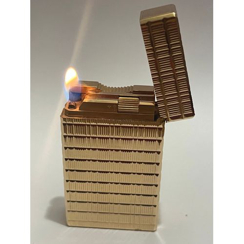 Briquet Dupont Gaz.Plaqué Or Avec Boîte 