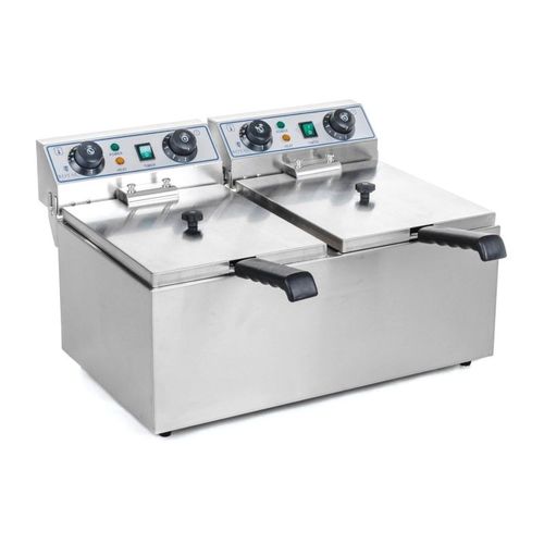 Friteuse Acier Inox 2 Bacs 13 Litres Cuve Amovible Avec Minuterie Professionnel 3614020