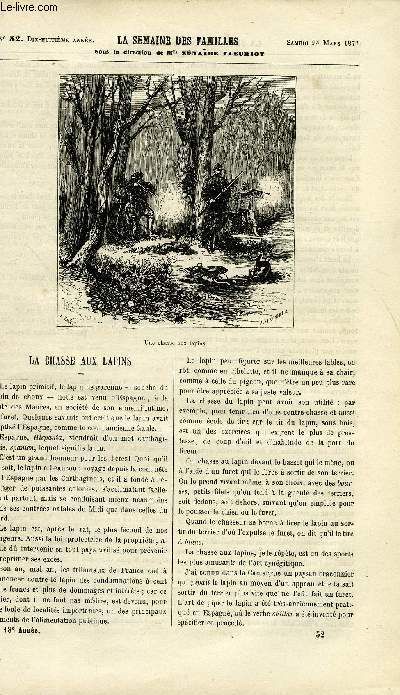 La Semaine Des Familles 18eme Annee N°52 - La Chasse Aux Lapins De Benedict-Henry Revoil, Monsieur Babou Iii De Etienne Marcel, Les Cousins De Province De Mme De Mauchamps, Le Ciare De ...