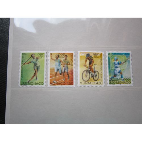 Monaco. Timbres N° 2051 A 2054 (1996). Jeux Olympiques D Ete A Atlanta /Etats-Unis) Et Centenaire Des Jeux Olympiques Modernes. Disciplines Olympiques.