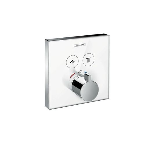 Set de finition en verre pour mitigeur thermostatique ShowerSelect E encastré avec 2 fonctions Hansgrohe Blanc/Chrome