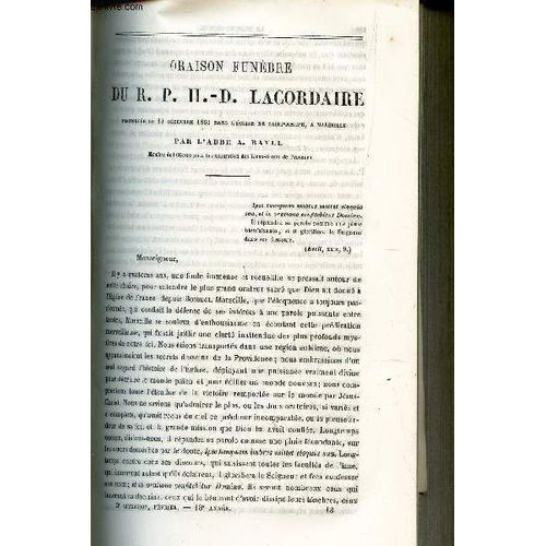 Oraison Funebre Du R.P.H.D. Lacordaire / Lettre De Monseigneur L'eveque D'orléans Demandant Une Quete Génezrale Dans Toutes Les Pariosses De Son Diocese En Faveur Des Pauvres Ouvriers ...