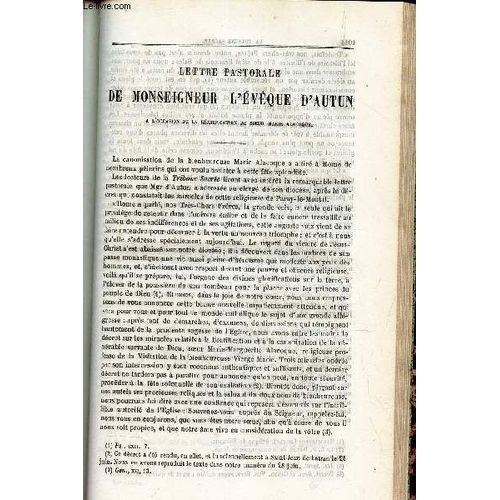 Lettre Pastorale De Monseigneur L'eveque D'autun A L'occasion De La Beatification De Soeur Marie Alacoque / Panégyrique Dee St Hilaire, Eveque De Poitiers Preché Dans L'eglise De St Hilaire ...