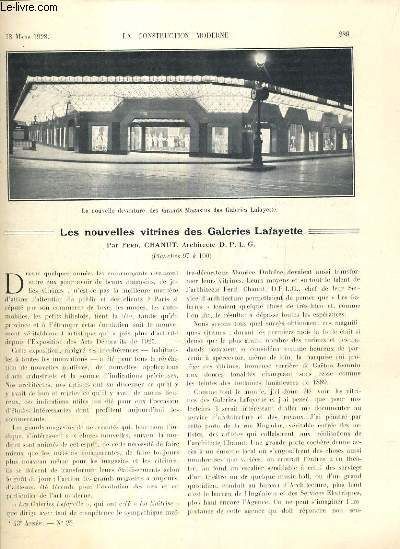 La Construction Moderne - 43e Volume (1927-1928) - Fascicule N°25 - Grands Magasins Des Galeries Lafayette A Paris, Coupe D'une Vitrine Et De La Marquise, Porte Du Pan Coupé Au Carrefour ...