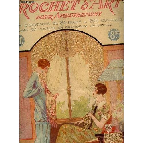 Crochet D'art Pour Ameublement N°11 - Ovale Au Crochet Genre Venise / Branche D'oeillets Pour Coussin Et Store / Dentelle Les Roses / Branches De Marguerites Simples / Décoratioin De Perles ...