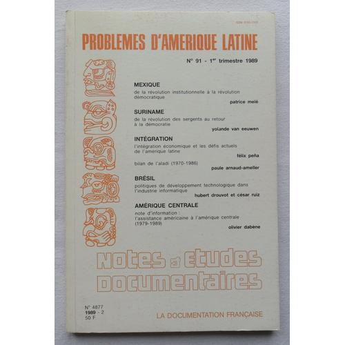 Notes & (Et) Études Documentaires N° 4877 - Problèmes D'amérique Latine N° 91.