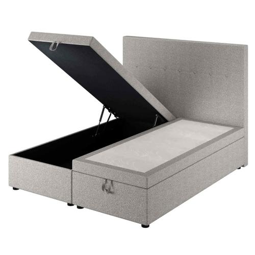 Le Roi Du Matelas - Lit Coffre Cassia Ashgrey - 90x200 Cm - Cadre En Mdf / Hêtre - Hauteur 38 Cm