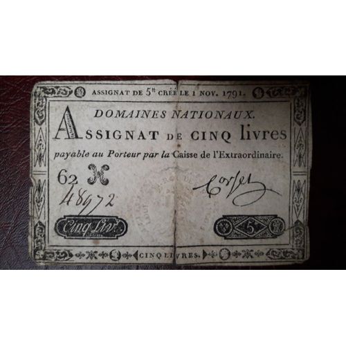 Assignat De 5 Livres Série 62h